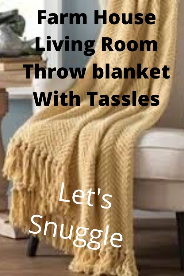 Farmhouse Living Room Throw Blanket With Tassels