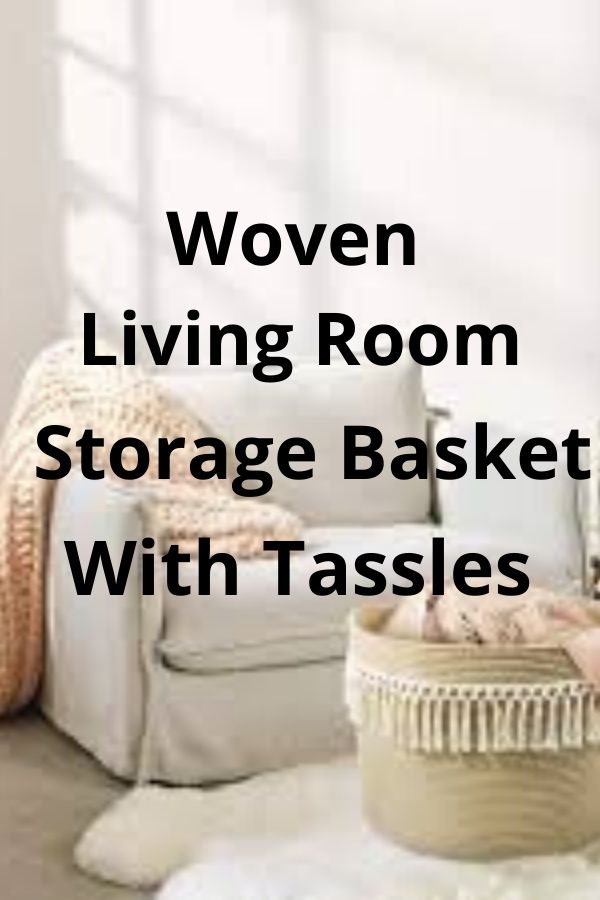 Woven Living Room Storage Basket With Tassels